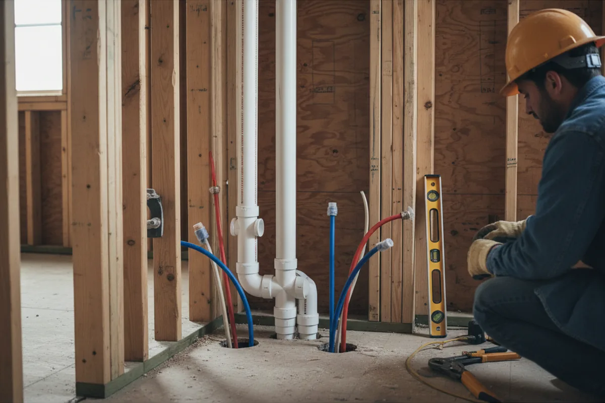 Drain and supply rough-in during Toilet Repair and Installation in Roxbury
